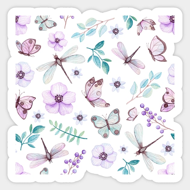 Gentle Butterflies and Dragonflies Sticker by Cordata